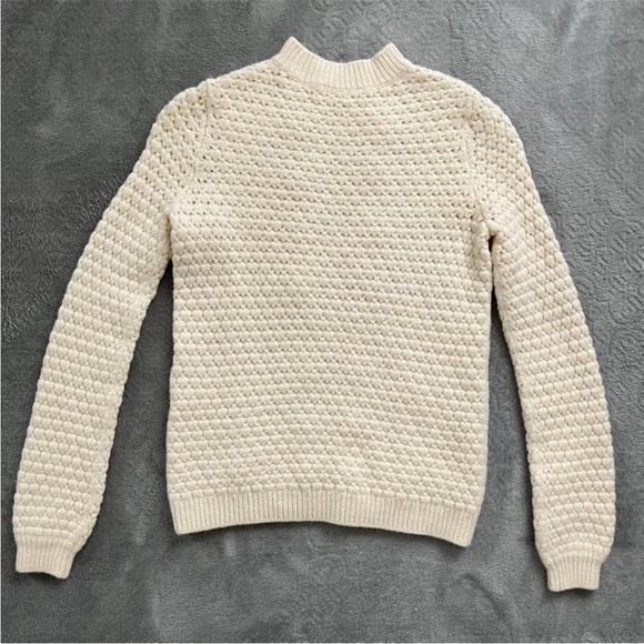 Sezane Cream Popcorn Cable knit 100% soft wool sweater pullover jumper Sz XS - Picture 6 of 15